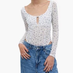 H&M Floral Long Sleeve Bodysuit /Size-S