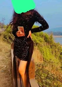 A Black Fabulous Net Party Wear Dresss