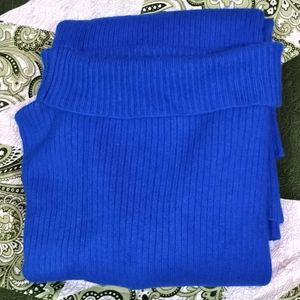 Blue High Neck Sweater For Women