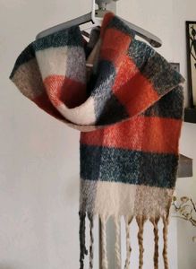 Plaid Fringe Scarf