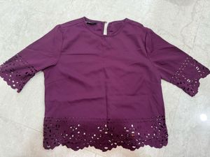 Stylish Purple Cutout Crop Top