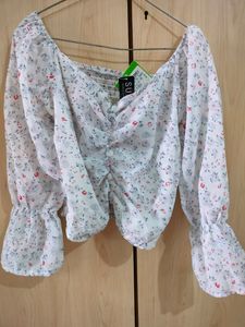 Girl White Crop Top With Beautiful Neck N Design