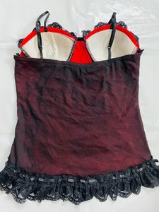 Red &amp; Black Lace Corset Top