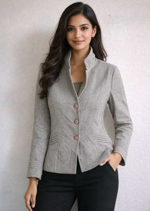 Structured Blazer wid Unique Pleat Details