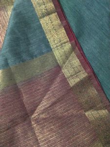 Grey Linen Mix Saree With Stiched Blouse