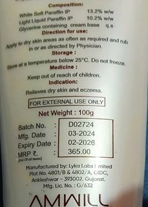 liquid paraffin cream ( DERMATOLOGIST SUGGESTION)
