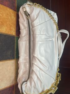 White Ruched Chain Bag
