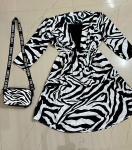 Zebra Print Dress & Bag Set