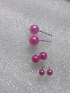 Pink Pearl Stud Earrings