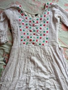 White Embellished Kurta