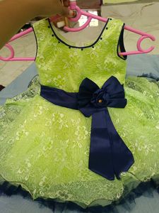 Fluffy Pastel Green Kids Frock