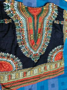 Ashro Women Black Dashiki Print Kaftan Dress