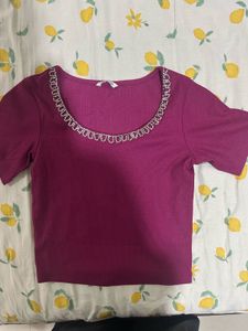 Elegant Purple Embellished Top