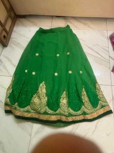 Green & Gold Embroidered Lehenga Skirt