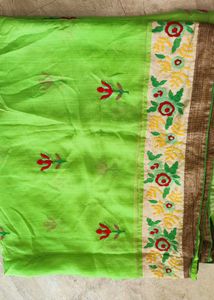 Lime Green Embroidered Saree