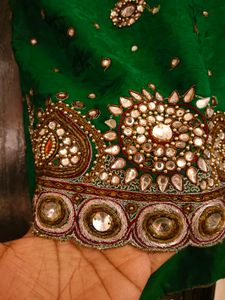 Pure Georgette Kundan Work Partywear Saree