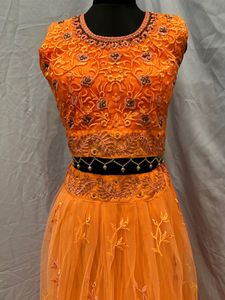Orange Crop Top ,choli Lehenga