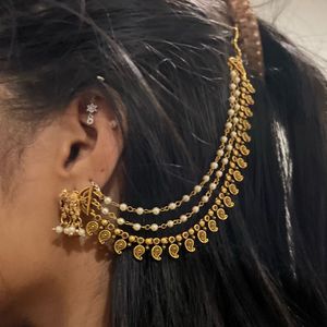 Kushal's Gold Plated Antique Bead Matil Ear Chain
