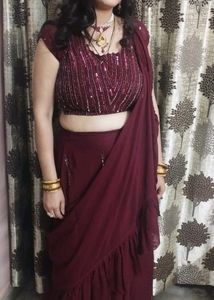 Beautiful Maroon Cancan Lehenga