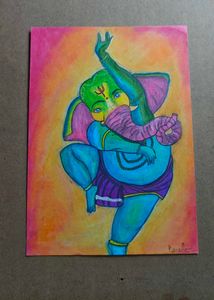 Ganesha Art With Oil Pastel