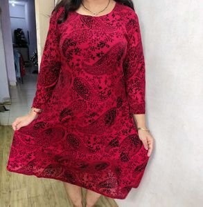 Red Paisley Print Tunic Dress