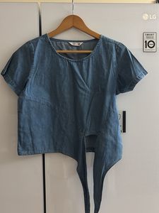 Denim Tie-Back Top