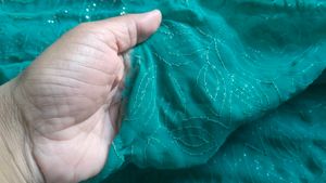 Green Floral Dress Material