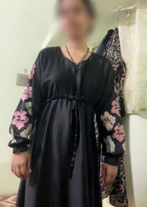 Floral Sleeve Black abaya nakab burkha