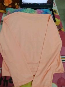 Peach Cat Graphic Long Sleeve Top