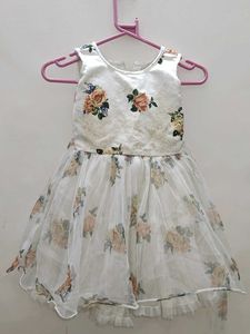 Little Diva White Floral Kids Party Frock