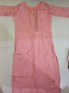 Peach Embroidered Kurti