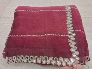 Maroon Mirror Work Saree