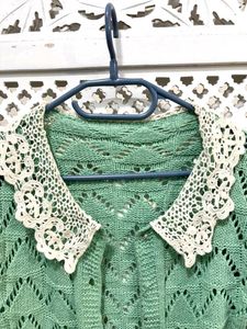 Laced Green Knit Cardigan D