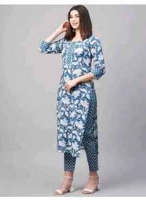 Elegant Blue Floral Kurta Set
