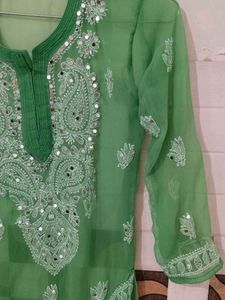 Green Embroidered Kurta