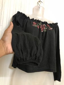 Bershka Black Off the Shoulder Top