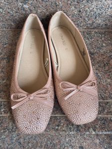 Luna Blu Rose Gold Glitter Ballet Flats