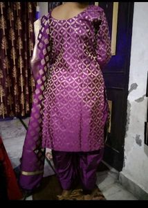 Purple Banarasi Silk Kurta Set