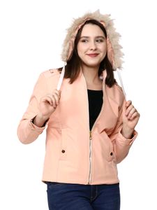 Beautiful Peach Colour Puff Jacket For Girls