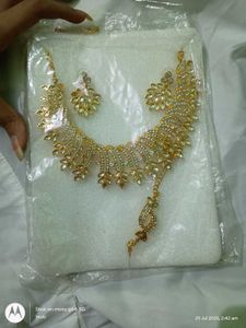 NEW gold &amp; stone ethnic necklace earrings set