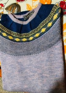 Woman Sweater In Pink-blue Combination