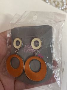Orange Circle Drop Earrings