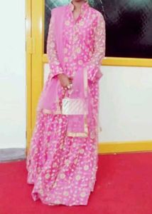 Pink Floral Embroidered Anarkali