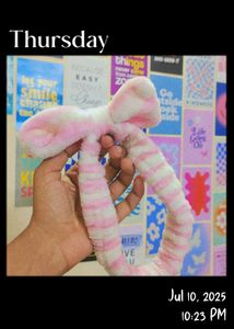 Cute Pink Striped Bow Headband