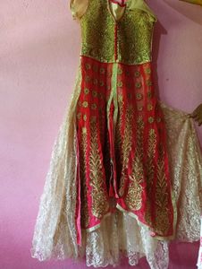 Pink &amp; Gold Embroidered Dress