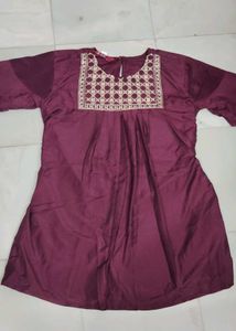Embroidered Maroon Tunic Top