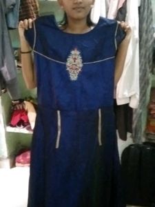 Embroidered Navy Blue Gown