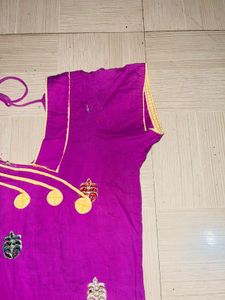Purple &amp; Yellow Embroidered Salwar Kameez
