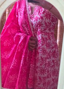 Pure Cotton Anarkali Dupatta Sets