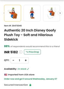 Authentic 20 Inch Disney Goofy Plush Toy